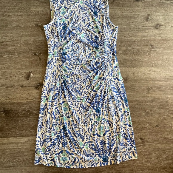 Tory Burch Blue and Cream Floral Midi Dress - Picture 1 of 5